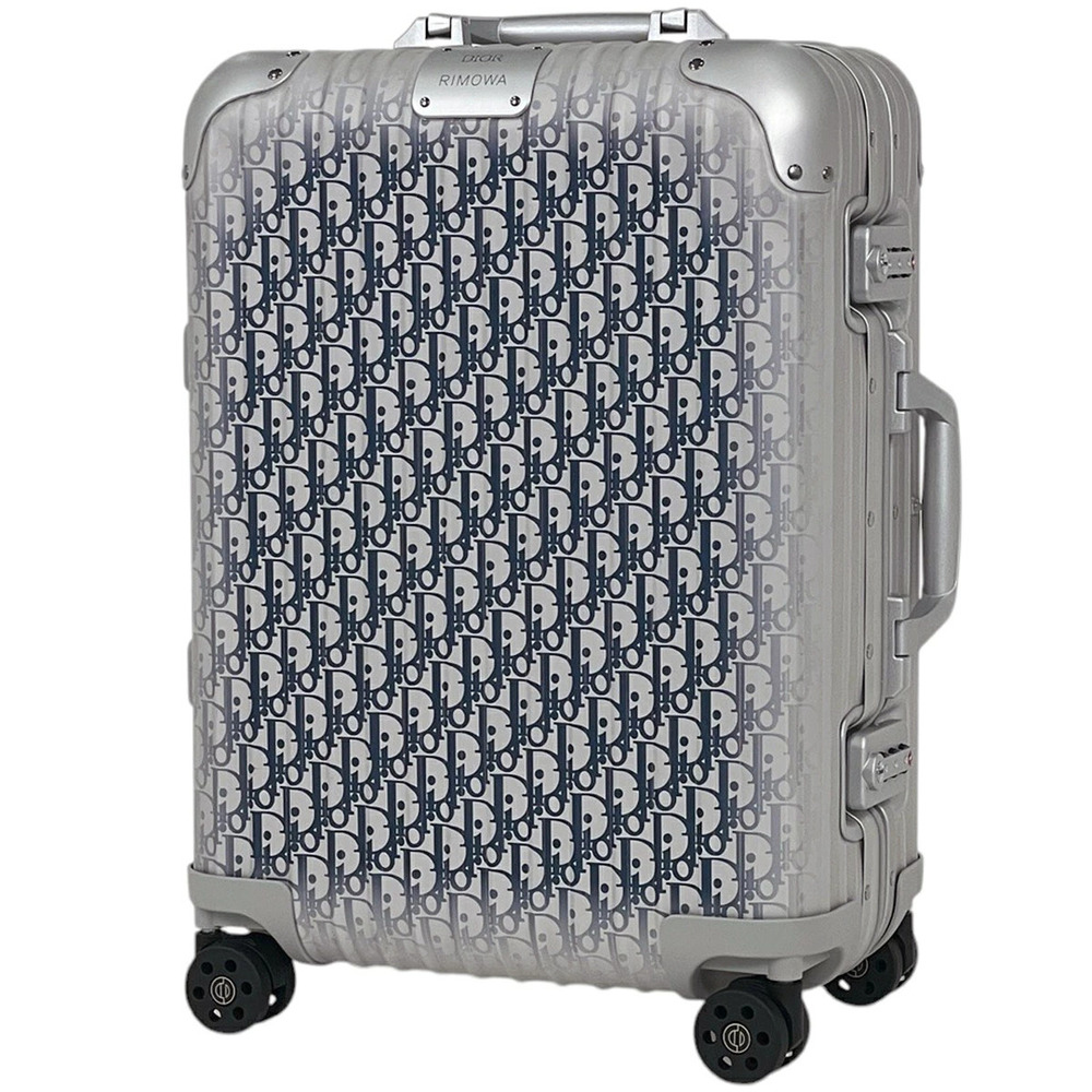 Christian Dior x Rimowa Carry On Suitcase Oblique Silver Blue
